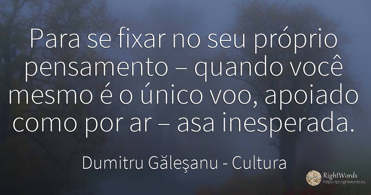 Para se fixar no seu próprio pensamento – quando você... - Dumitru Găleşanu, citação sobre cultura