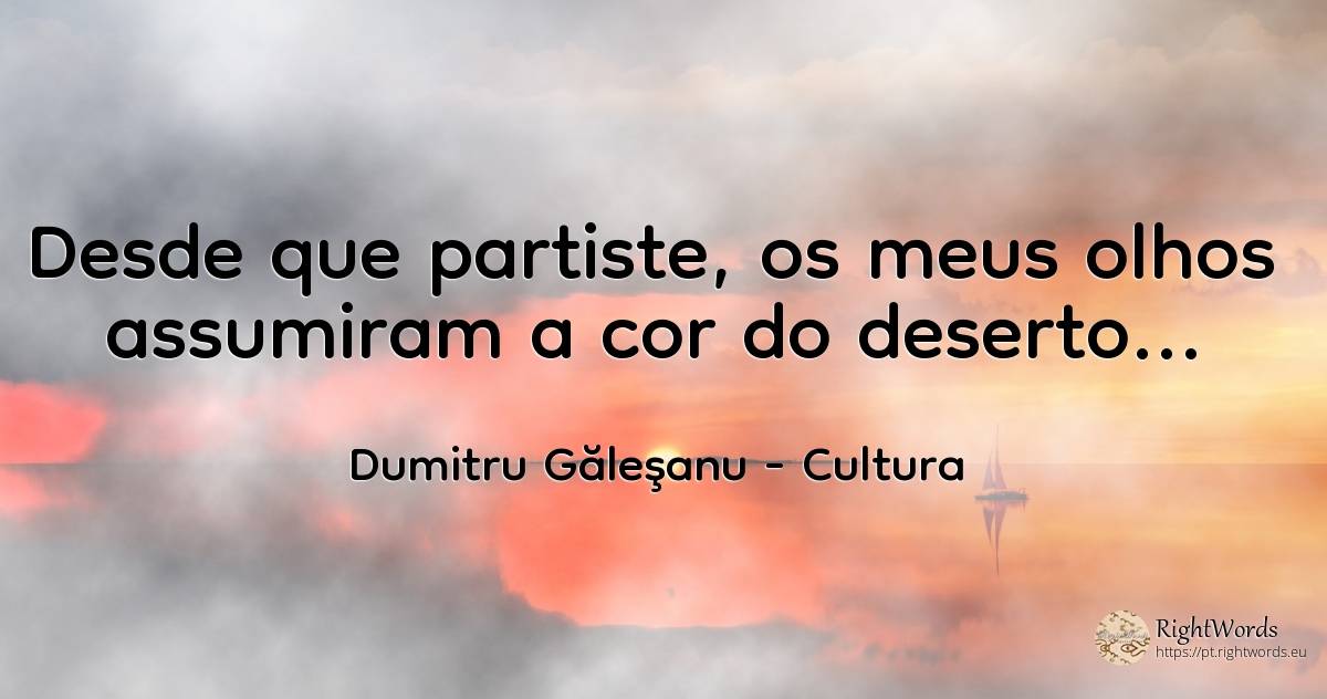 Desde que partiste, os meus olhos assumiram a cor do... - Dumitru Găleşanu, citação sobre cultura