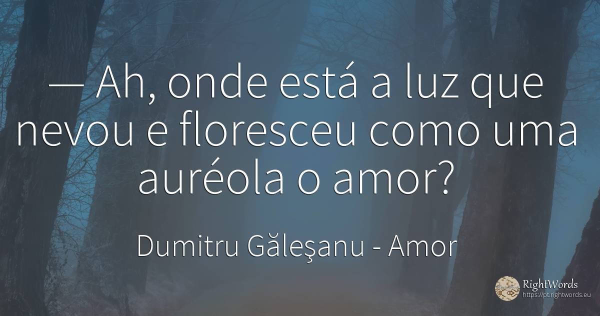 — Ah, onde está a luz que nevou e floresceu como uma... - Dumitru Găleşanu, citação sobre amor