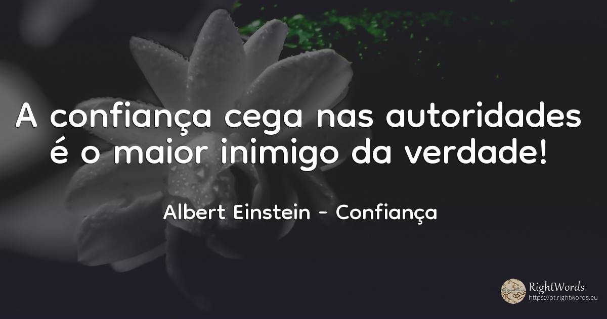 A confiança cega nas autoridades é o maior inimigo da... - Albert Einstein, citação sobre confiança