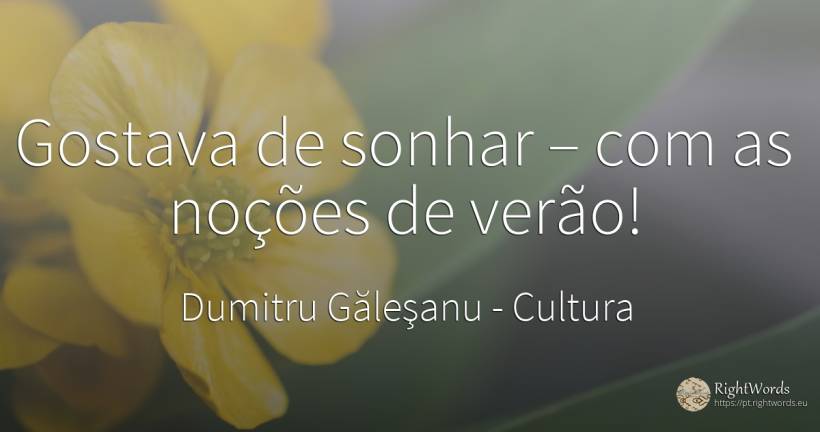 Gostava de sonhar – com as noções de verão! - Dumitru Găleşanu, citação sobre cultura