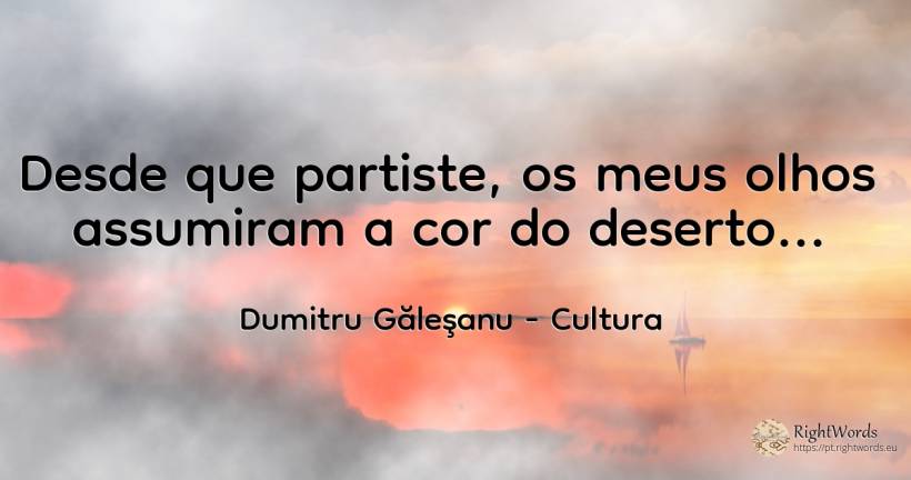 Desde que partiste, os meus olhos assumiram a cor do... - Dumitru Găleşanu, citação sobre cultura