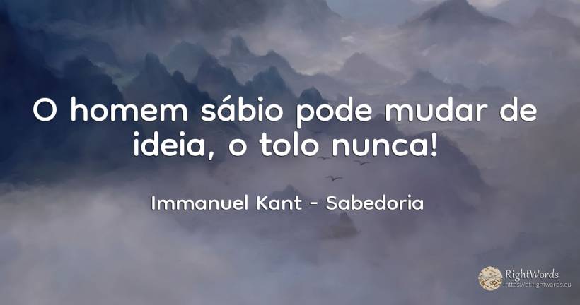 O homem sábio pode mudar de ideia, o tolo nunca! - Immanuel Kant, citação sobre sabedoria