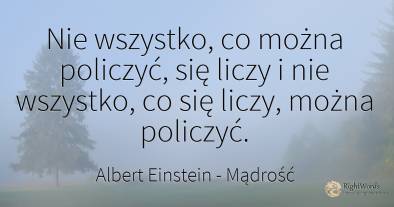 Nie wszystko, co można policzyć, się liczy i nie...